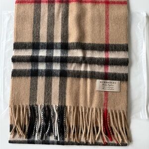 Plaid Beige and Red Checkered Scarf